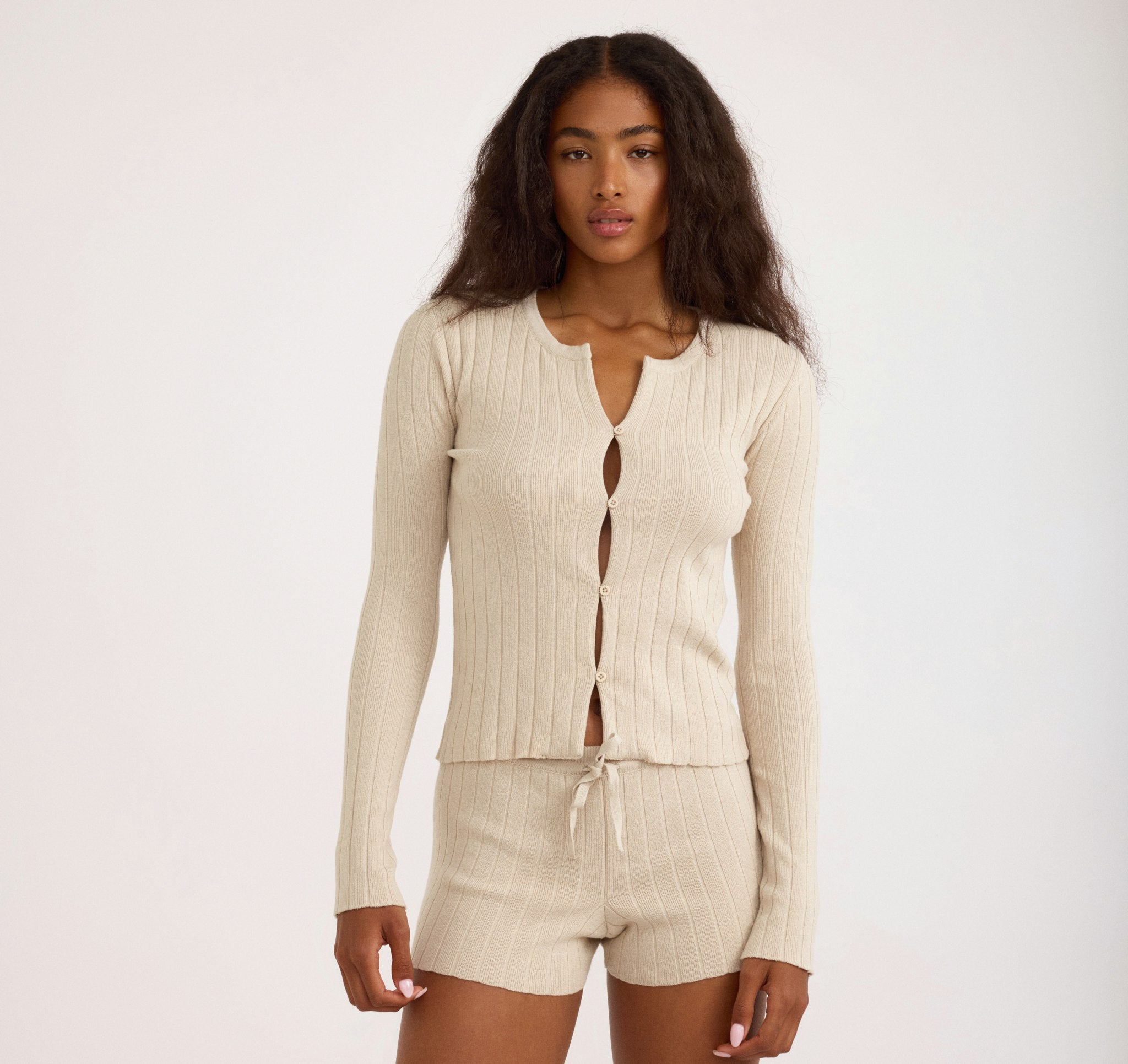 COTTON<br>Soft Knit Rib Cardigan