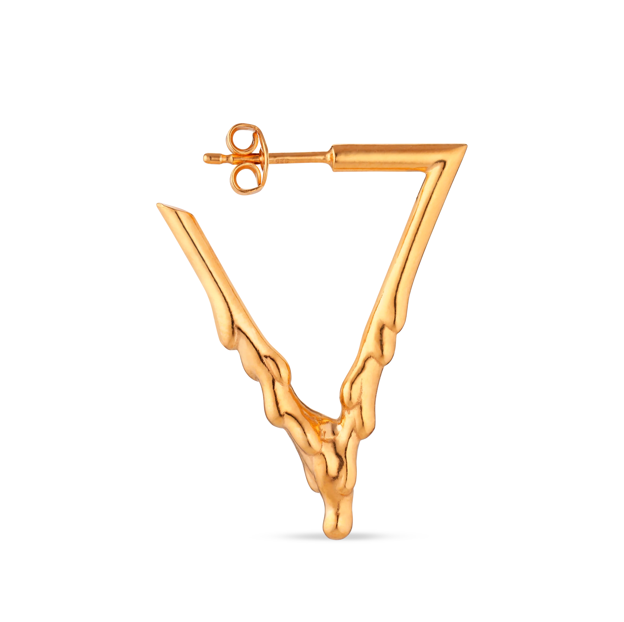 Jane Kønig  Drippy Triangle ørering - forgyldt
