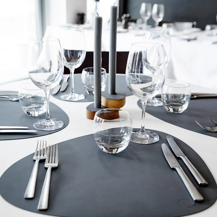 Lind DNA - Geschenkset Curve L, Nupo hellgrau (4 Tischsets   4 Serviettenringe)
