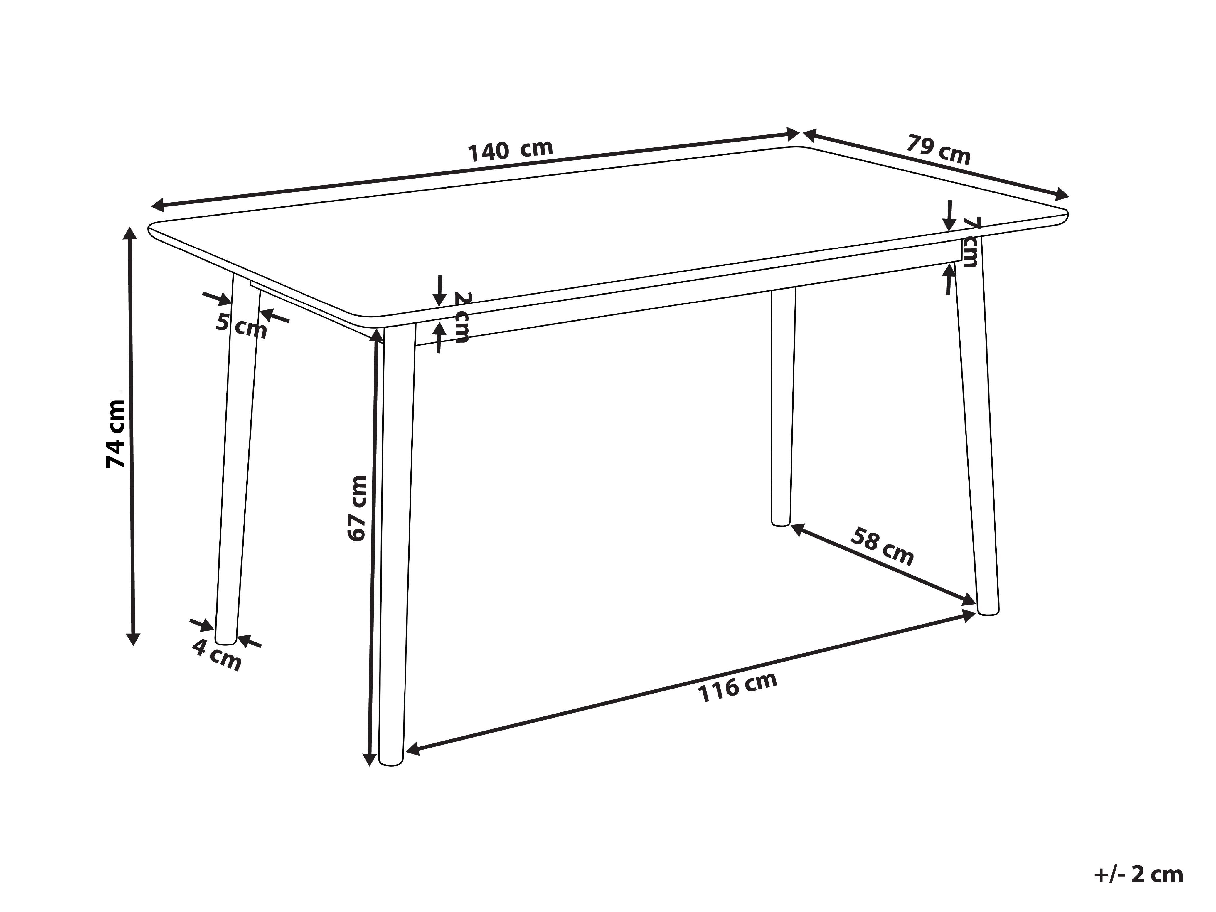 Eettafel ELVYN Licht eikenhout 80 cm 140 cm