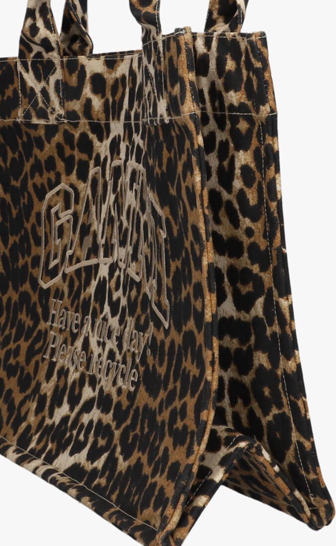 bruine ganni shopper large easy shopper pocket print