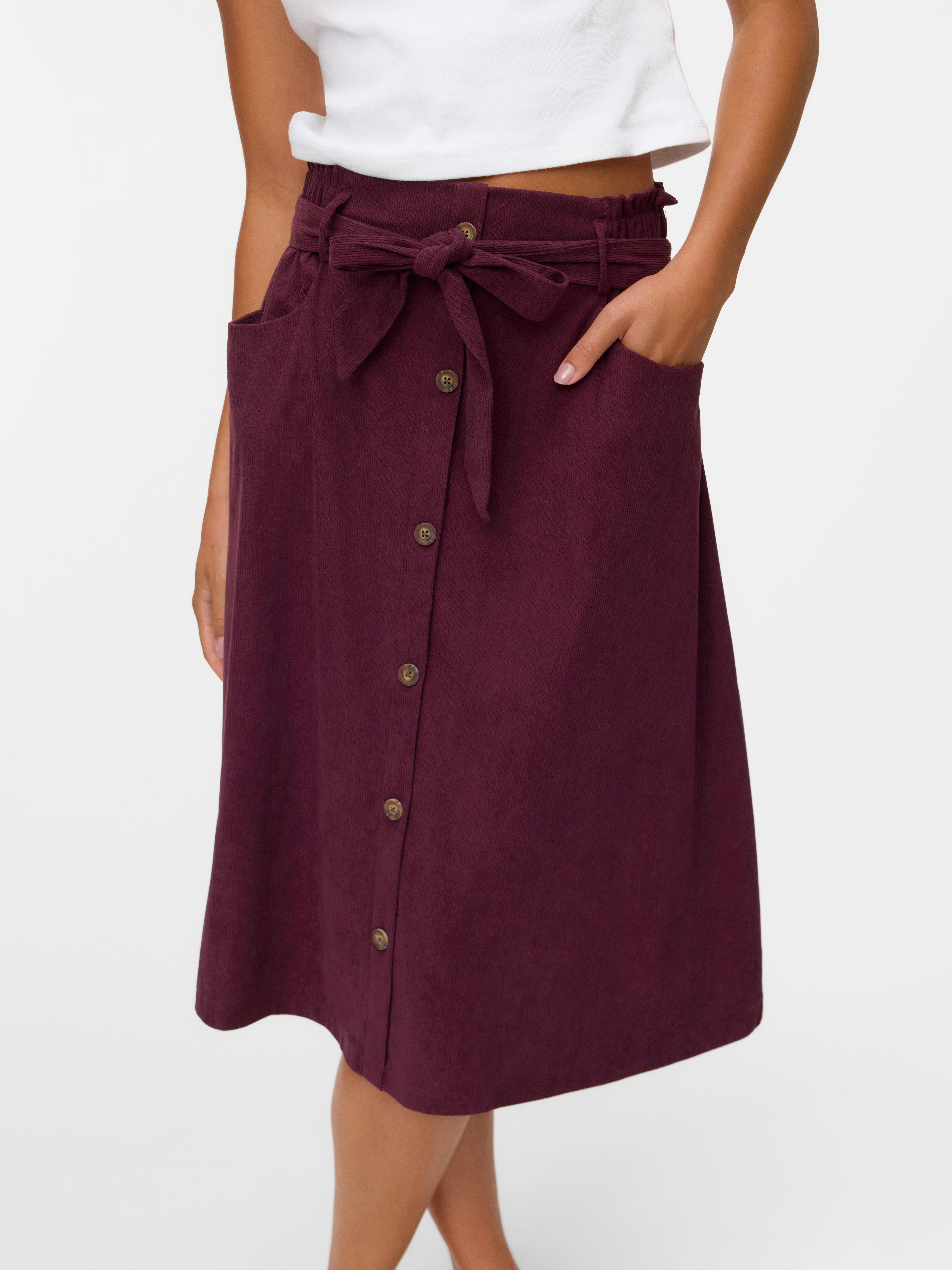 VMVILJA Corduroy High waist Midi-rok