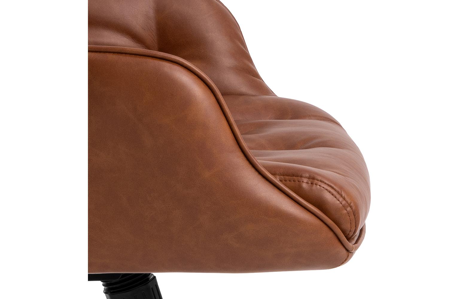 Bürostuhl Erik, mit Polsterrücken und Armlehnen, Cognac<br>Höhenverstellbarer Schreibtischstuhl