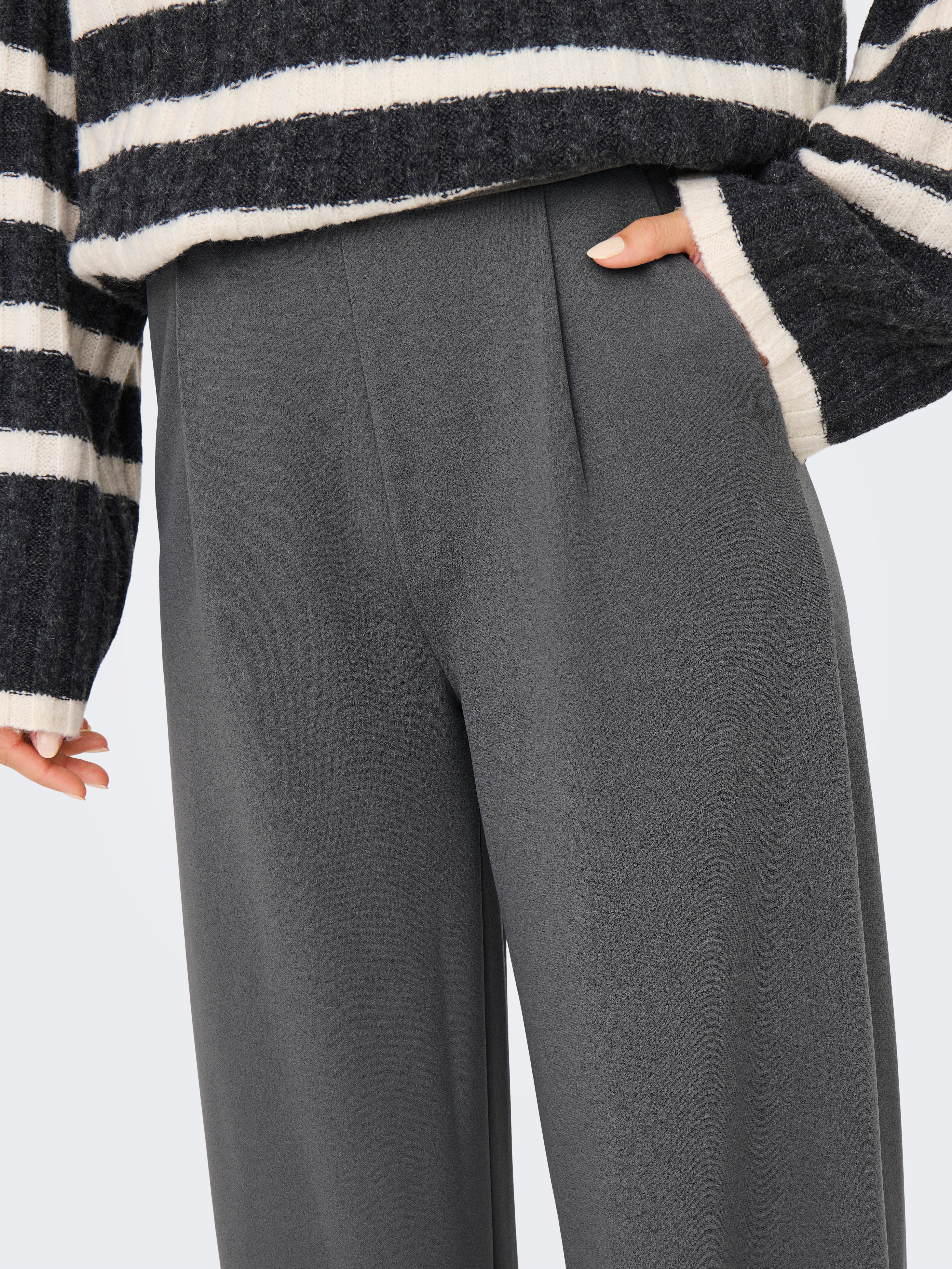 JDYGEGGO Hohe Taille Normal geschnitten Klassische Hose Thunderstorm