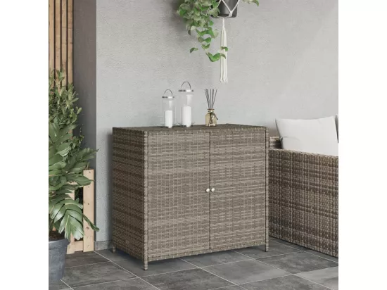 Armoire de rangement de jardin gris 83x45x76 cm résine tressée