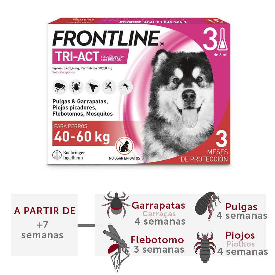 Pipetas antiparasitárias Frontline Tri-Act para cães de 40 a 60 kg