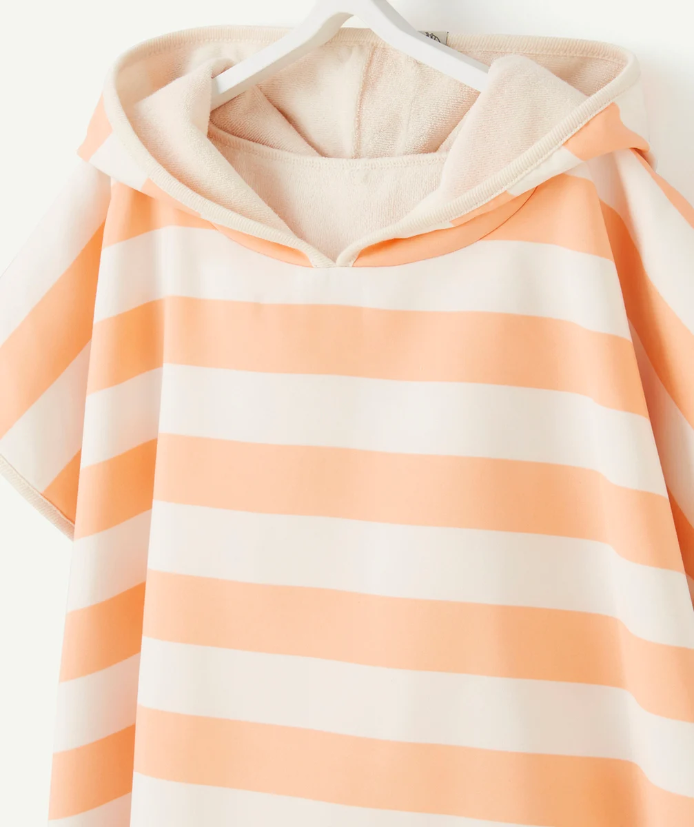 LASSIGPONCHO DE PLAGE ANTI-UV RAYÉ ÉCRU ET PÊCHE