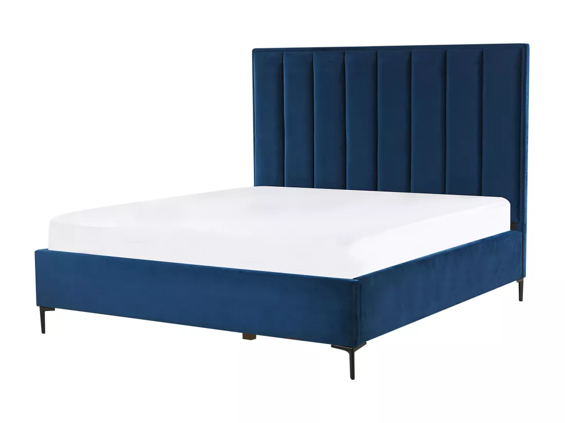 Ensemble de chambre Velours SEZANNE 160 x 200 cm Bleu marine