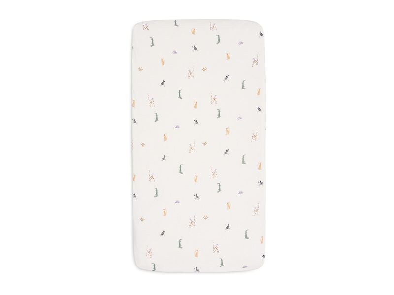 Jollein Fix-Leintuch Jungle Jambo 120 x 60 cm, Weiss Spannbettlaken aus Jersey