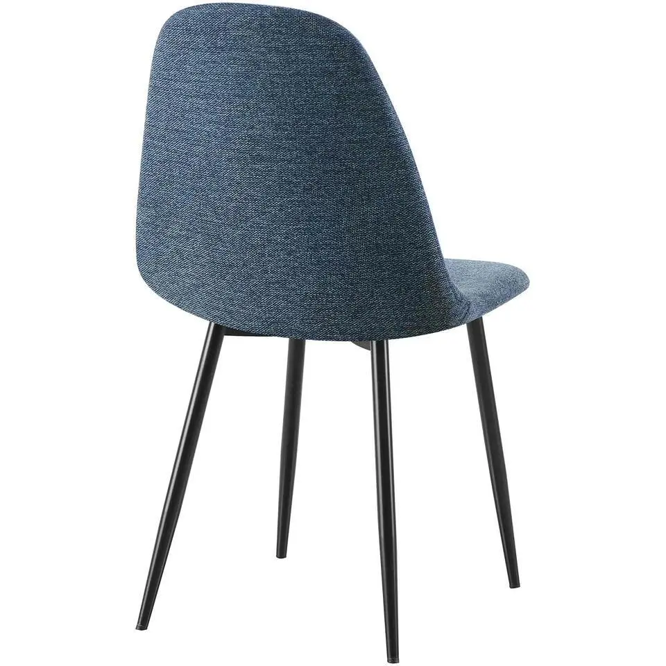 CLP Set van 4 Eetkamerstoel Napier zwart Frame - Stof - donkerblauw