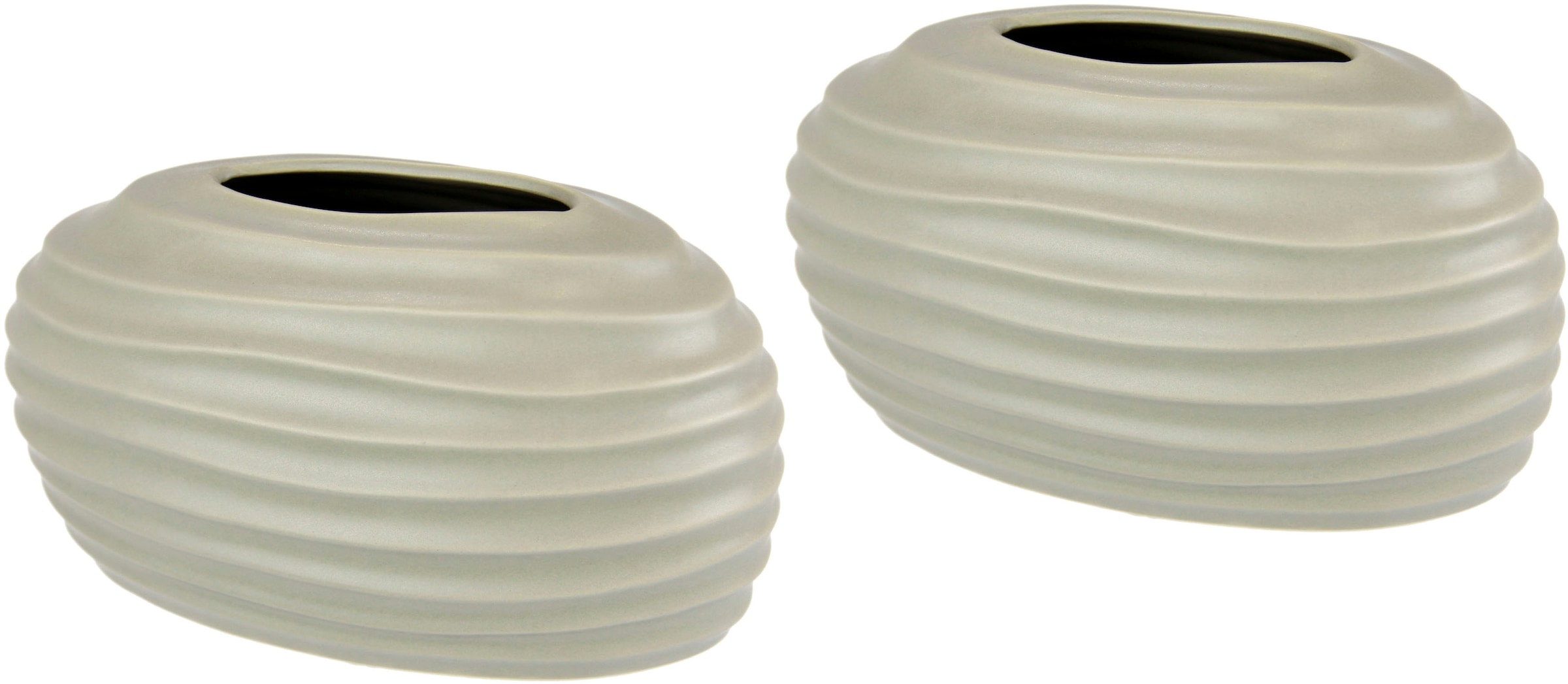 I.GE.A. Dekovase »Keramik-Vase« 2er Set Kleine Vase Weiss Modern Keramik Tisch Küche Büro Pampasgras