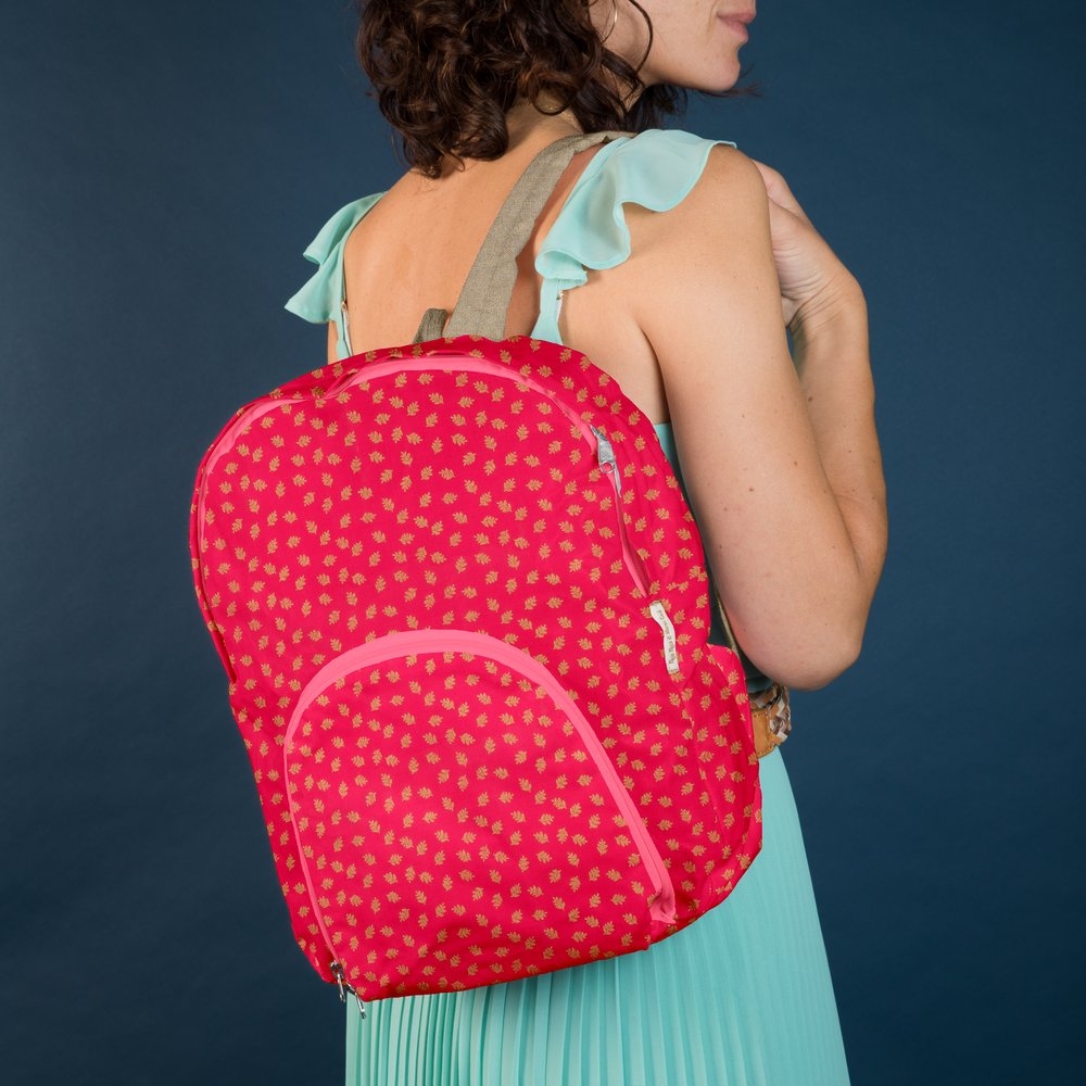Sac À Dos Pliable Feuillage Or Rose