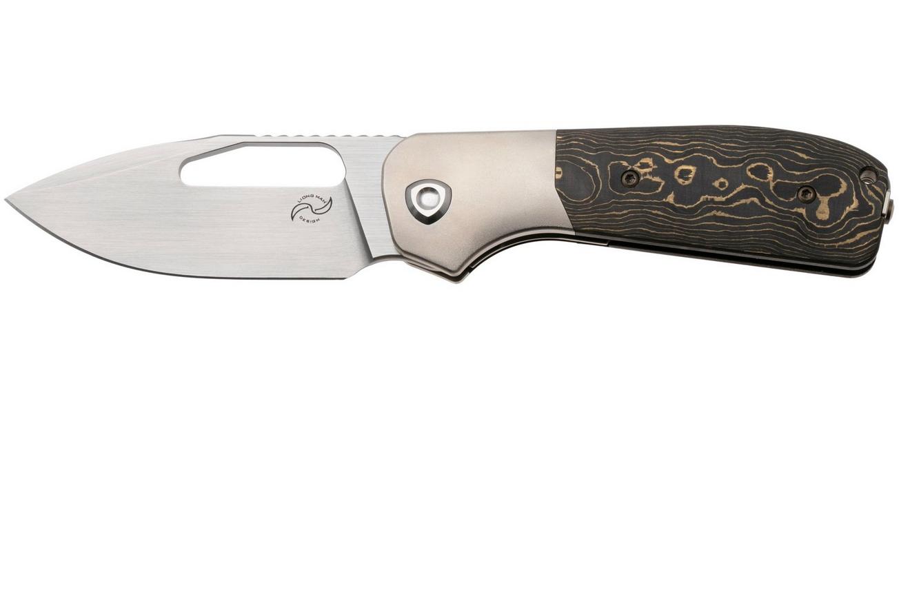Liong Mah Field Duty 3.5 Satin S90V, Gold Camo Carbonfiber Titanium, zakmes