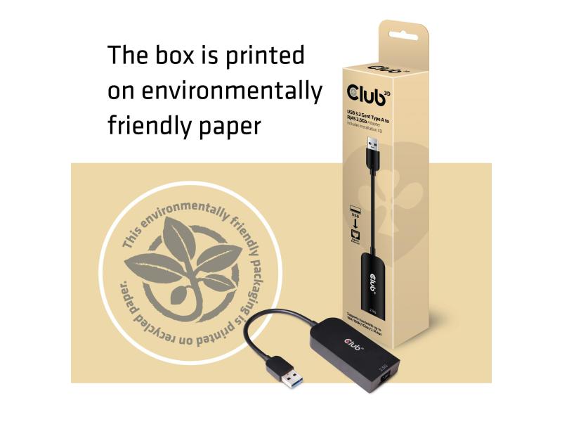 Club 3D Adapter USB 3.2 Gen1 Type A auf RJ45 2.5Gbps USB 3.2 Gen1 Typ A auf RJ45 2.5Gbps Adapter