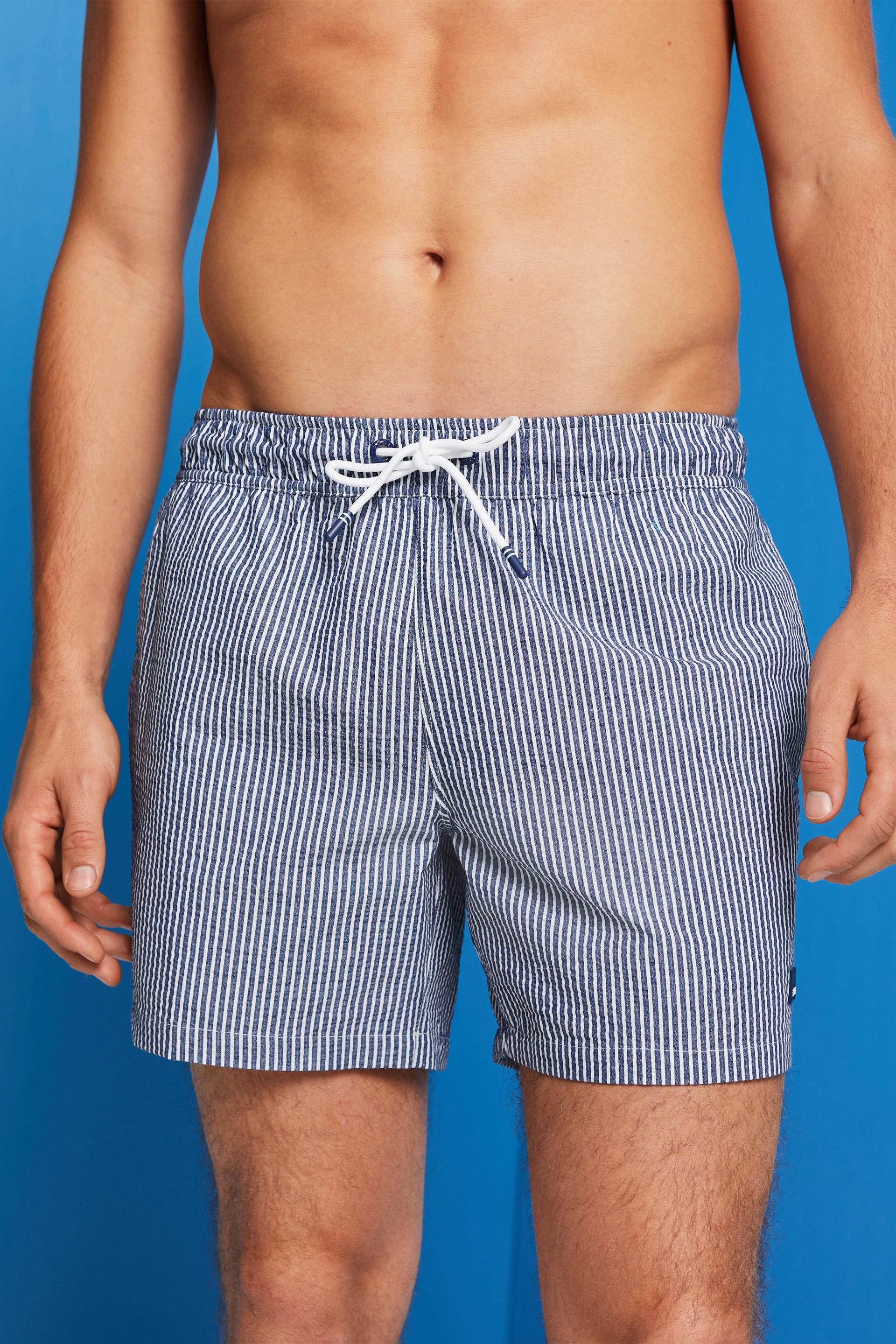 Short de bain texturé animé de rayures