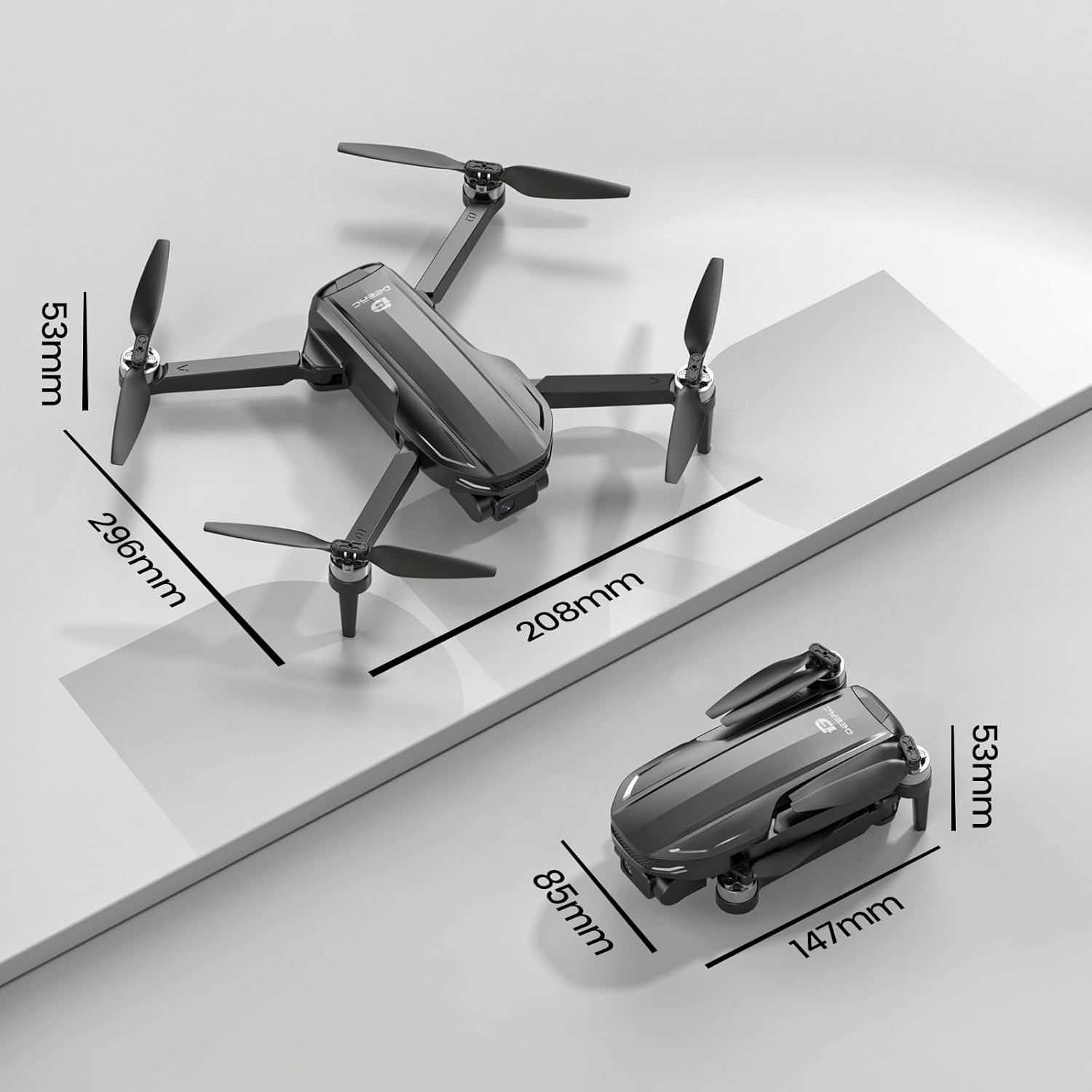 DEERC D65 Drone EIS 4K, Caméra avec Cardan à 2 Axes,
