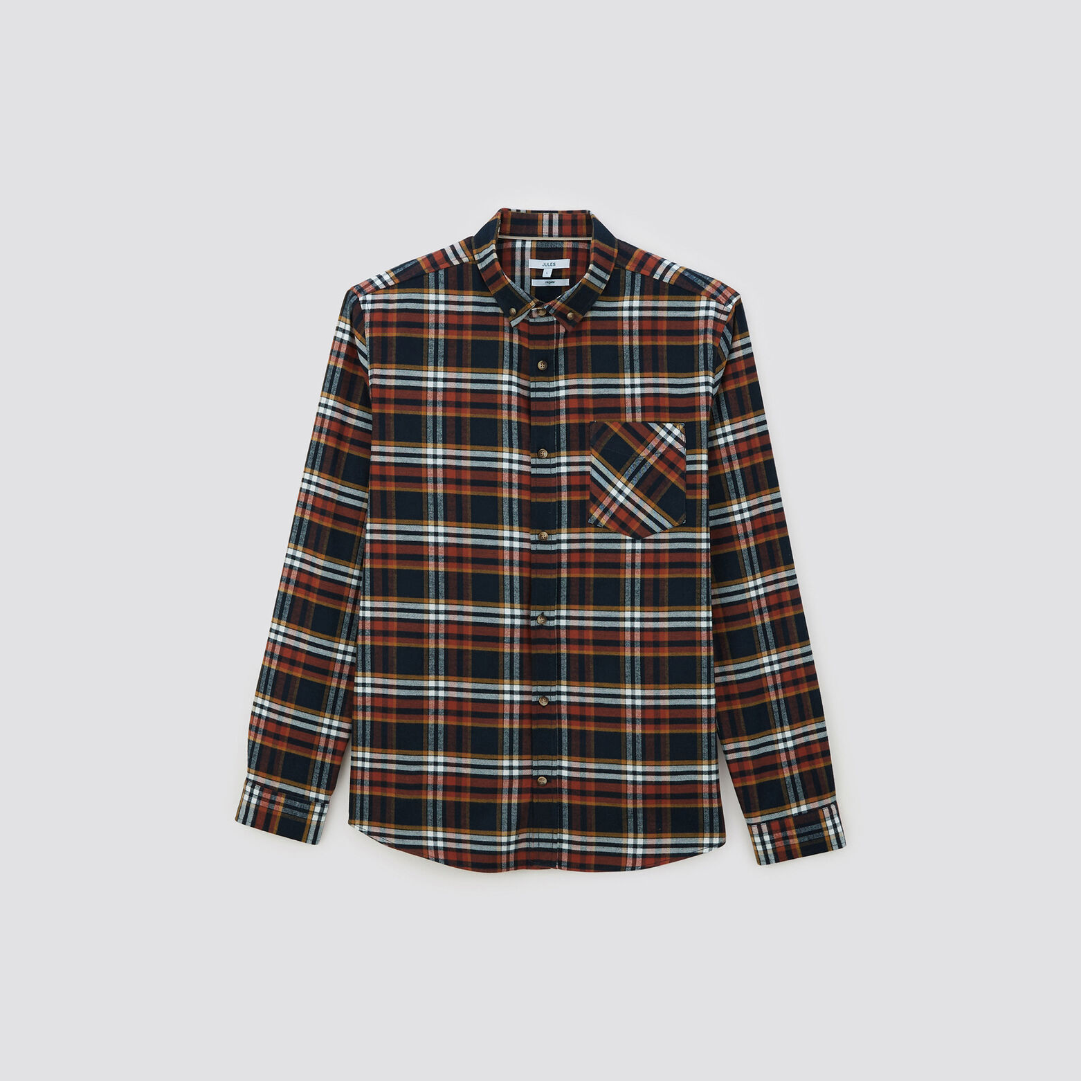 Chemise regular carreaux coton flanelle régénérati Bleu moyen