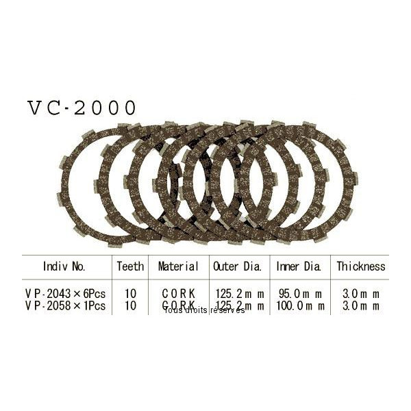 Kyoto - Disques garnis d'embrayage Cross VC2000