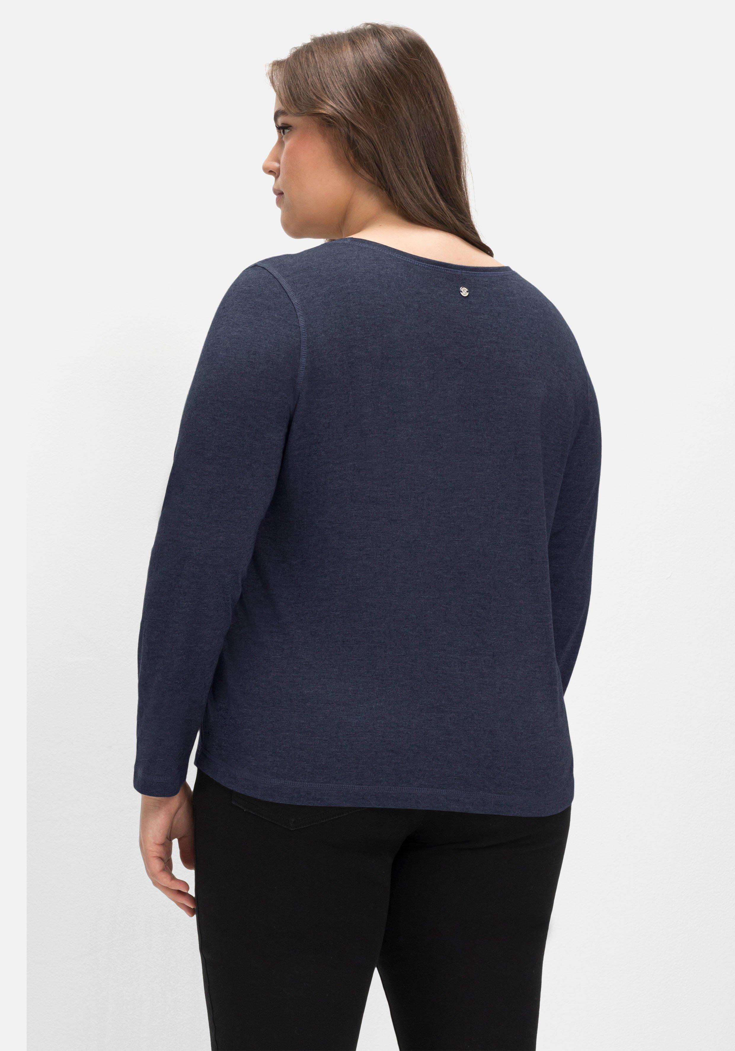 Langarmshirt aus Jersey, in melierter Optik
