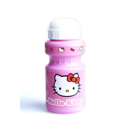 Garrafa de água Hello Kitty com suporte rosa e tampa branca, 300ml