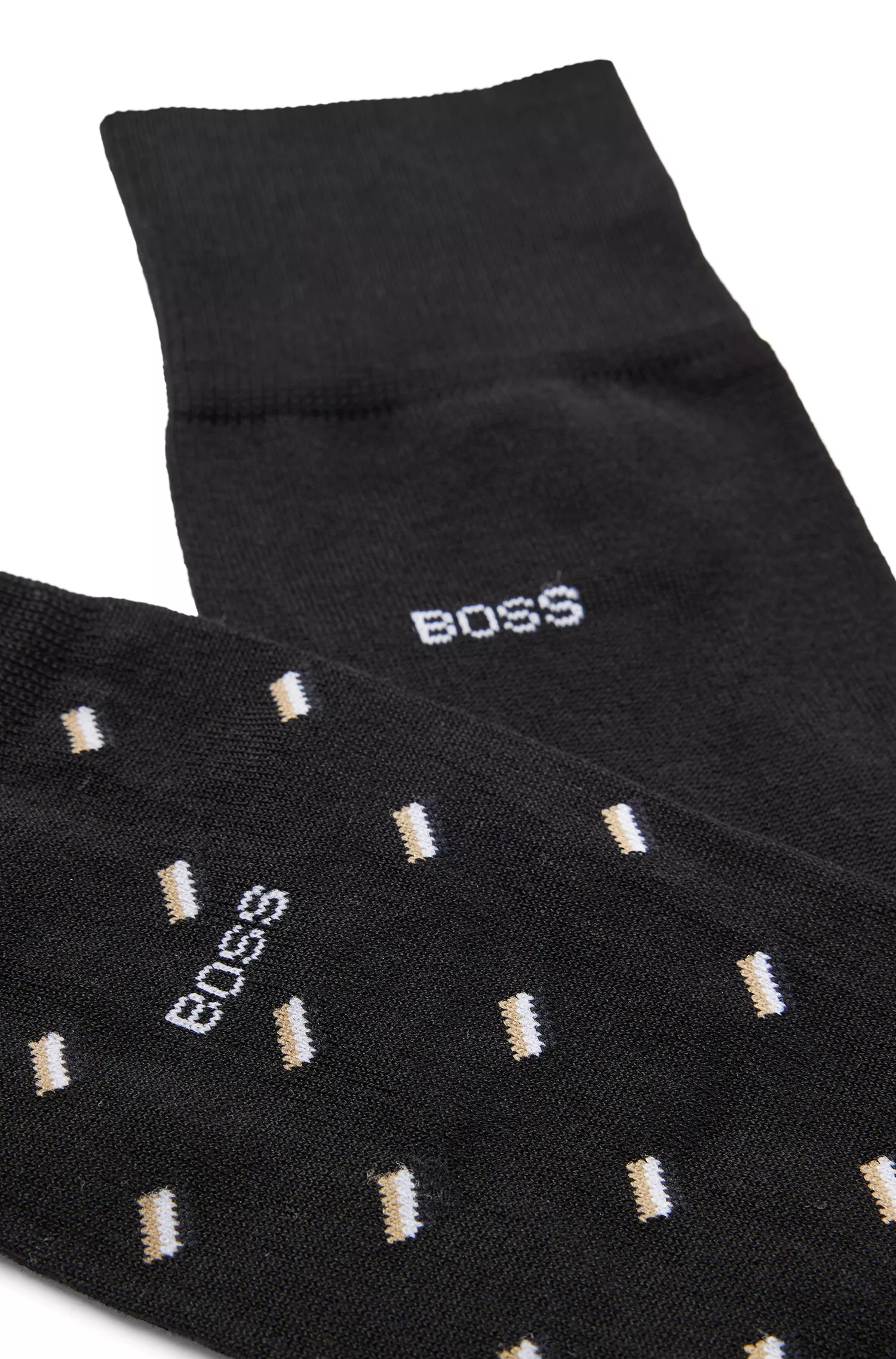 BOSS Black - Pacote com dois pares de meias de comprimento normal em mistura de algodão mercerizado.