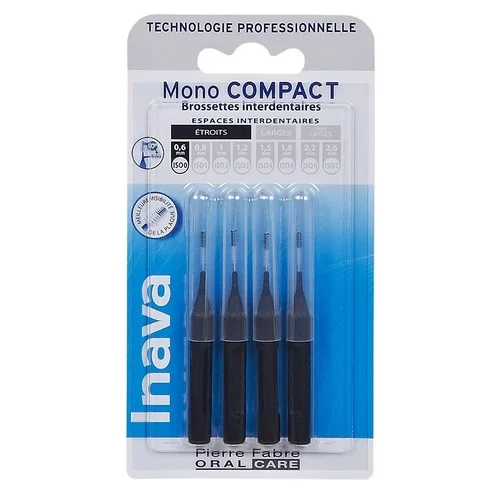 Brossettes Interdentaires 0.6mm Noir Mono Compact - Inava - X4