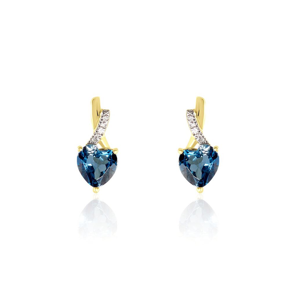 Boucles D'oreilles Puces Or Jaune Clothilde Topaze Et Oxydes