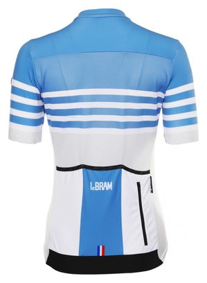 Maillot Manches Courtes Femme LeBram Tourmalet Bleu / Blanc Coupe Ajustée