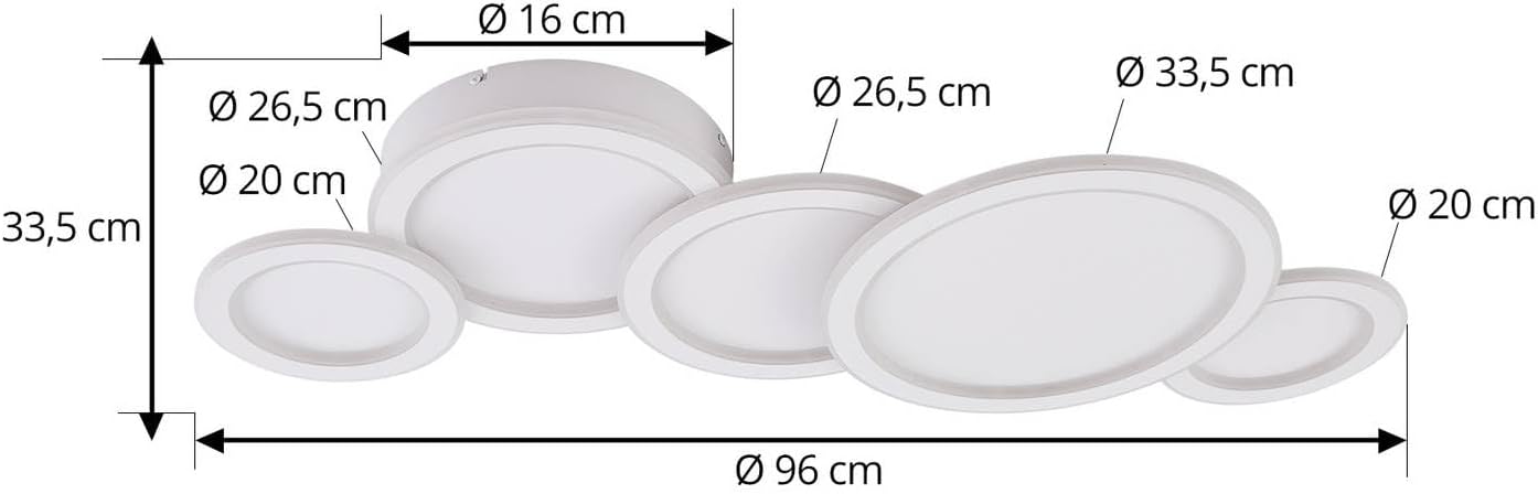 Lucande LED Deckenleuchte Diala dimmbar (Modern) in Weiß (5 flammig,) - Lampe Deckenlampe Wohnzimmerleuchte