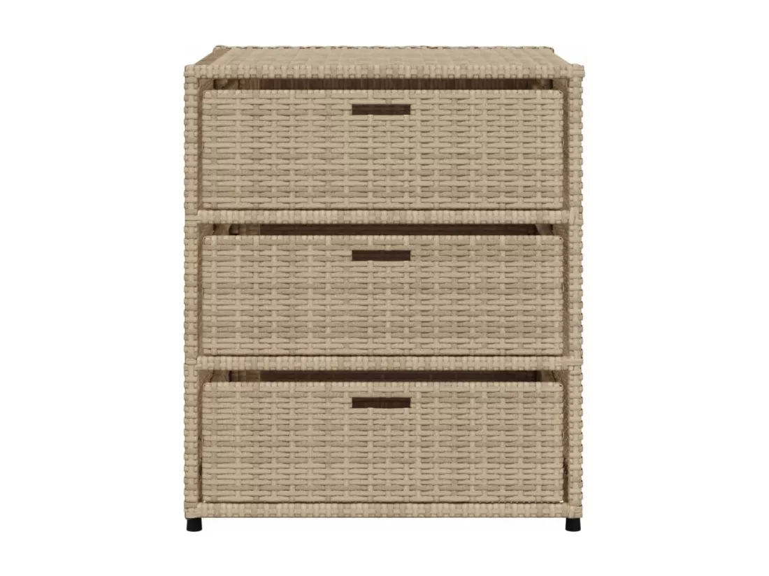 Armoire de rangement de jardin beige 55x59x69 cm résine tressée