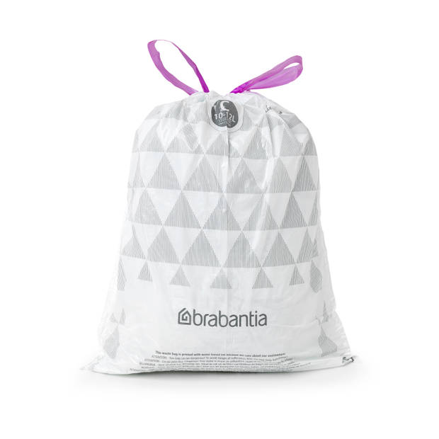 Brabantia PerfectFit afvalzak met trekbandsluiting code C, 10-12 liter, 20 stuks/rol - White