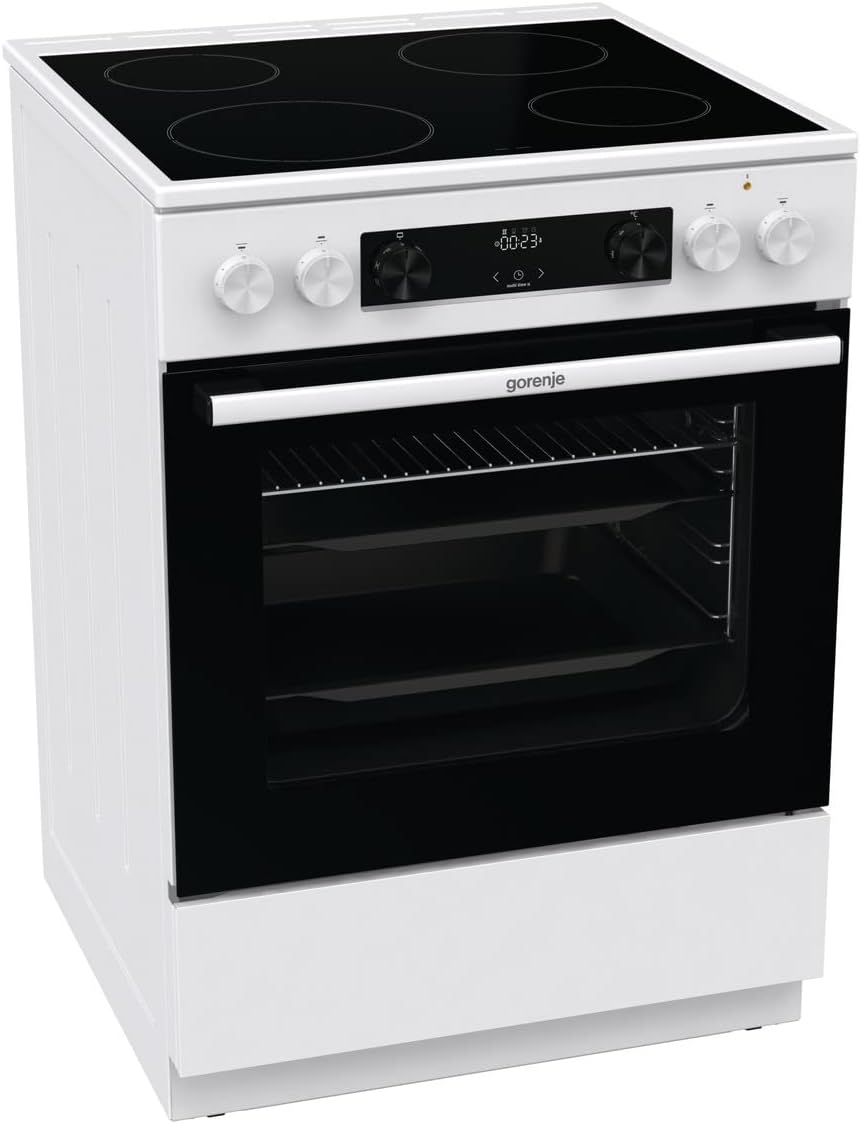 Gorenje GEC6C 40 WD Elektro-Standherd mit Glaskeramik-Kochfeld, 60cm, 71 Liter, Schnellaufheizung, PerfectGrill, Pizzamodus, AquaClean, weiß