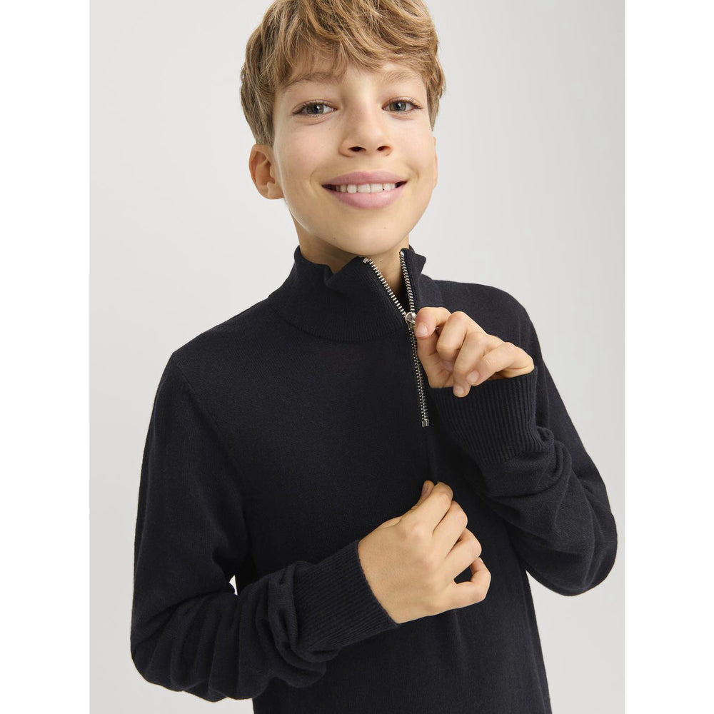 Køb Jack & Jones Junior Black Jjeemil Strik Half Zip Noos Jnr