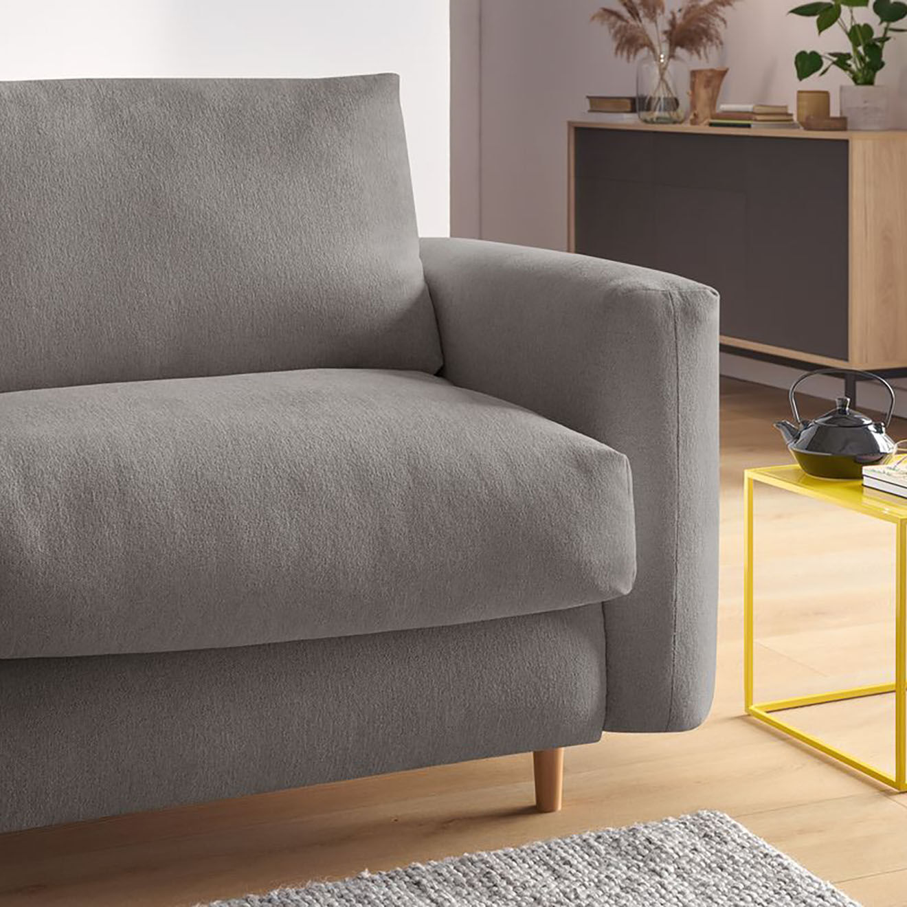 Bobochic Canapé droit cocoone convertible express  taupe - 200x105x98 cm