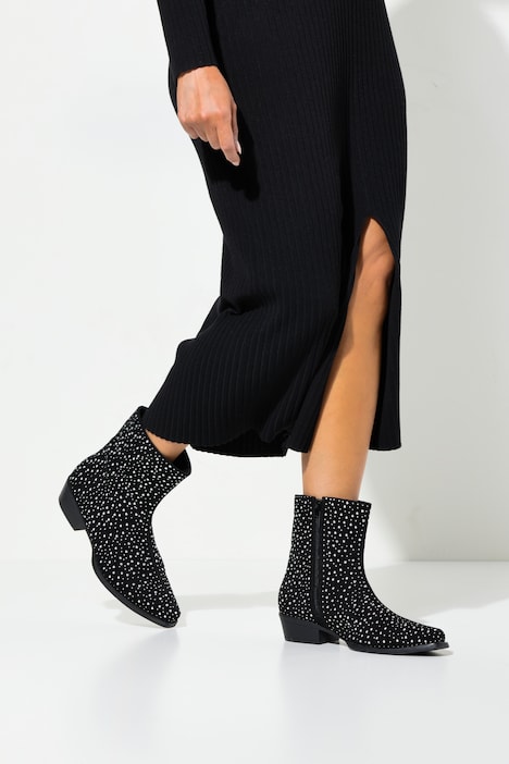 Leder-Stiefelette, Ziernieten, Wechsel-Fußbett, Weite H