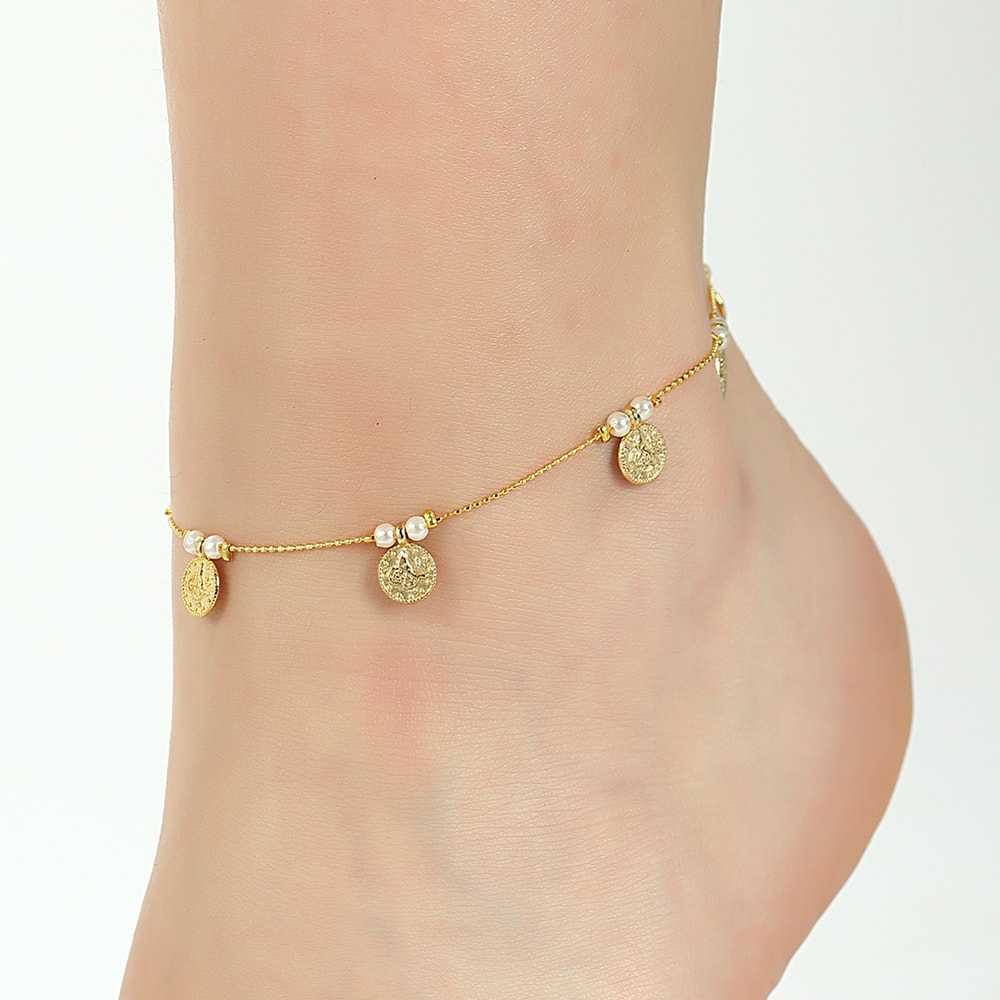 Bracelet de cheville - Laiton plaqué or & cristaux