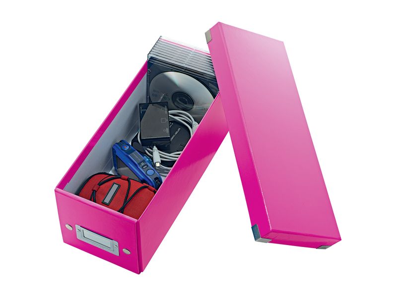 Leitz Aufbewahrungsbox 30 CD-Hüllen, Pink Zusammenfaltbare Aufbewahrungslösung für CDs, pink