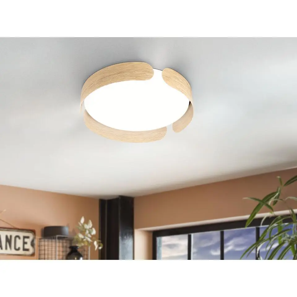 EGLO Valcasotto Plafondlamp - LED - Ø 37 cm - Bruin/Wit