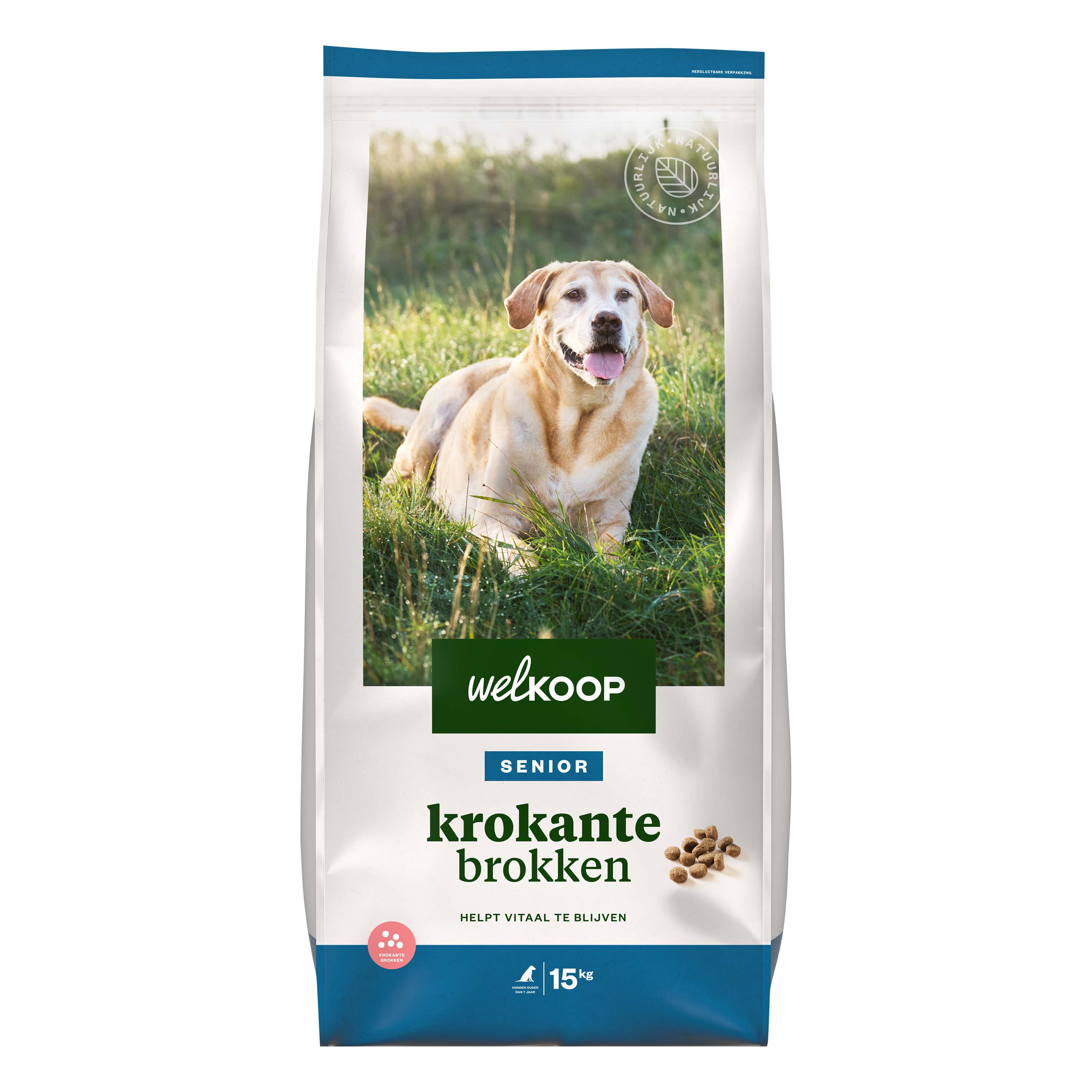 Welkoop Krokante brokken Senior - Hondenvoer - 15 Kilogram - kip