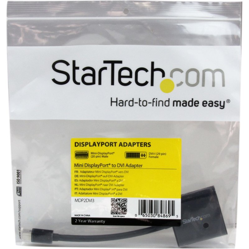 StarTech.com Adaptateur Mini DisplayPort vers DVI - Convertisseur Mini DP à DVI-D - Vidéo 1080p - mDP ou TB 1/2 Mac/PC vers Moniteur DVI - Câble Compact mDP 1.2 vers DVI Single-Link