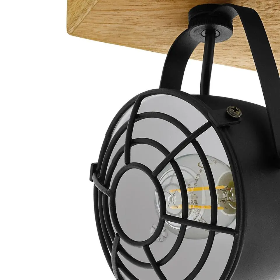 EGLOGatebeck-wand/plafondlamp-2-lichts-E14-hout/zwart