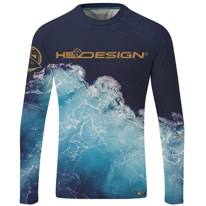Tee Shirt Manches Longues Homme Hot Spot Design Ocean Performance - Bleu