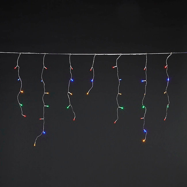 Stalactite lumineuse intérieur et extérieur 300 LED IP44 6W multicolore L.22m câble transparent