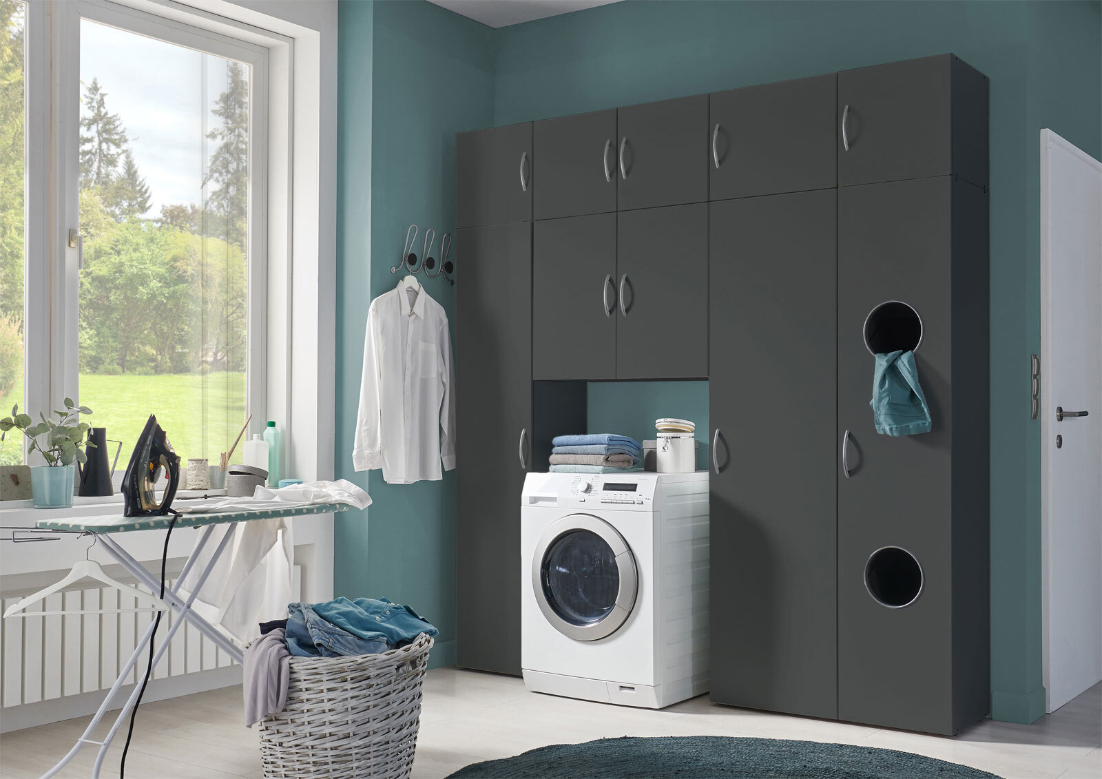 Wäscheschrank Multiraumkonzept 40x185x40 cm grau