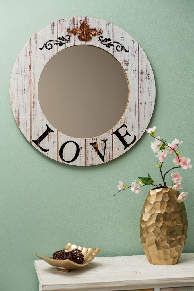 Wandspiegel Love - Holzoptik - Ø 60 cm