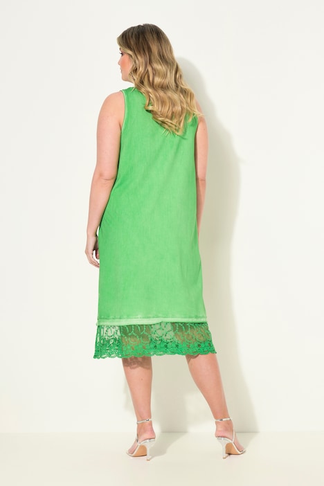 Jerseykleid, A-Linie, cold dyed, Lochstickerei, ärmellos