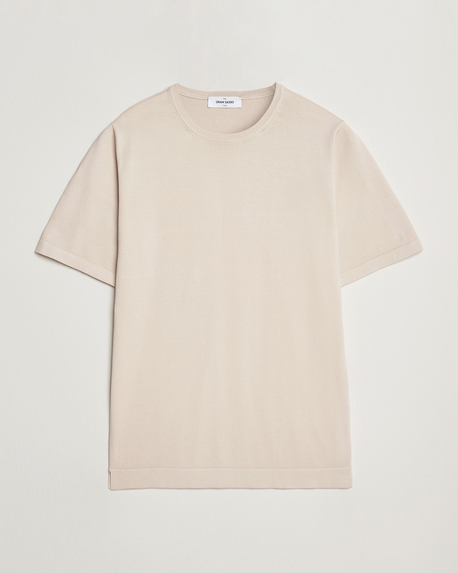 Gran Sasso Cotton Knitted Crew Neck T-Shirt Beige