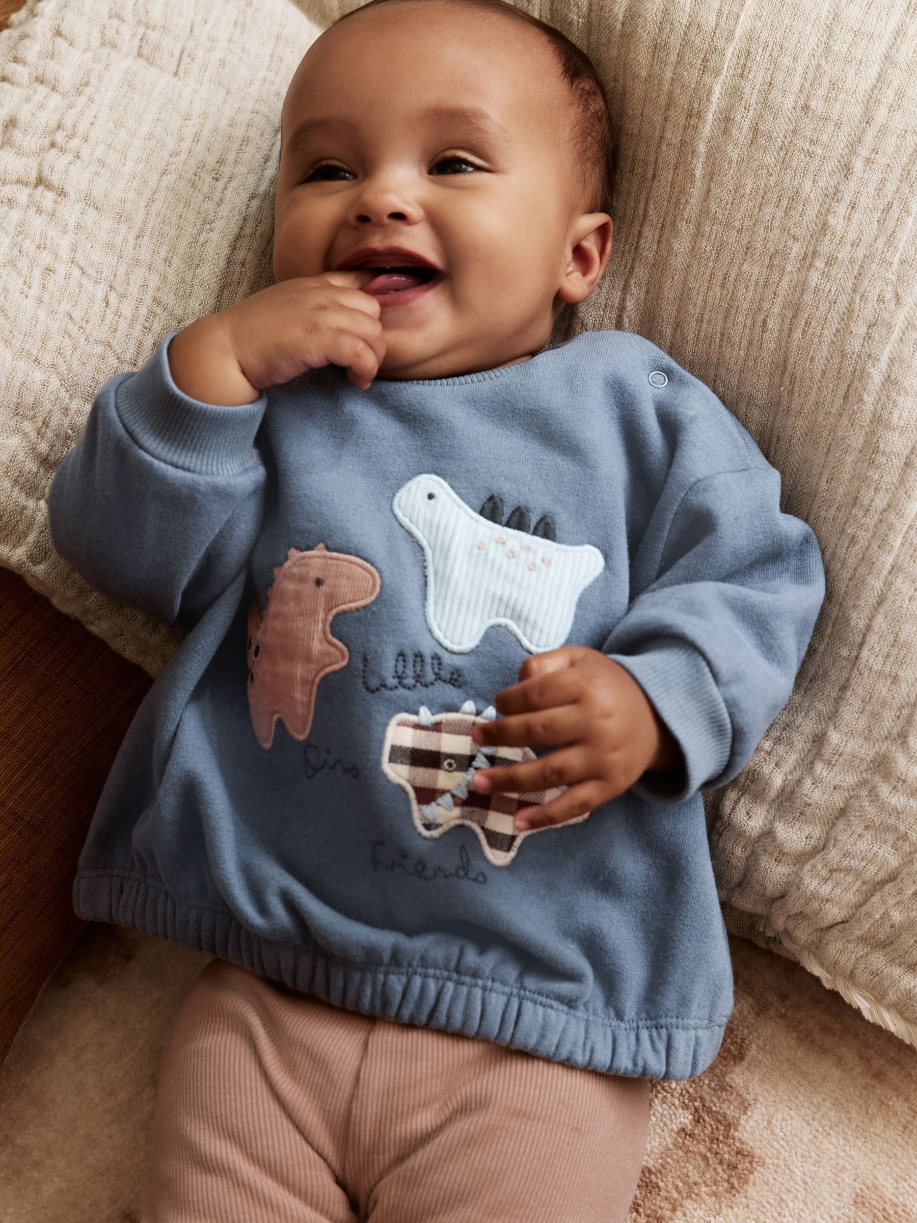 Blauw met dinosaurus - Set met baby-sweatshirt en legging (0mnd-3jr)