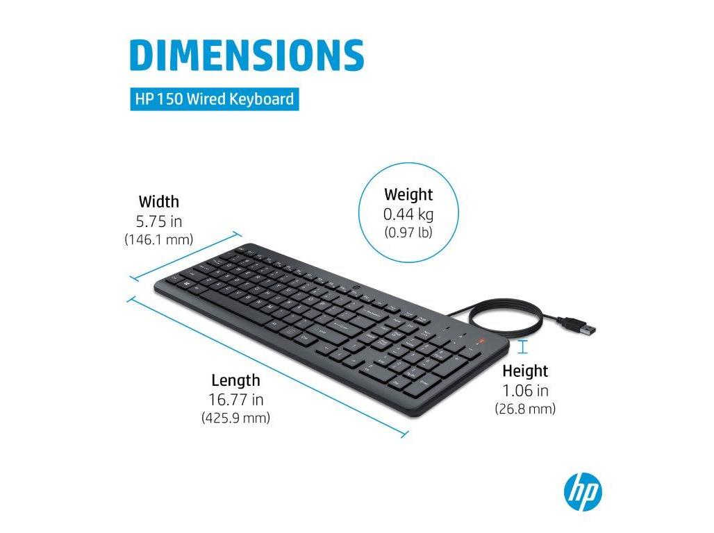 TECLADOS COM FIO HP 150 664R5AA#AB9