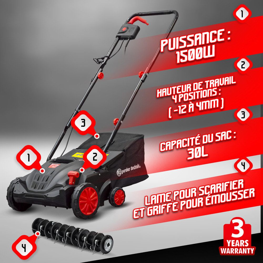 Scarificateur émousseur électrique 1500w - 32cm